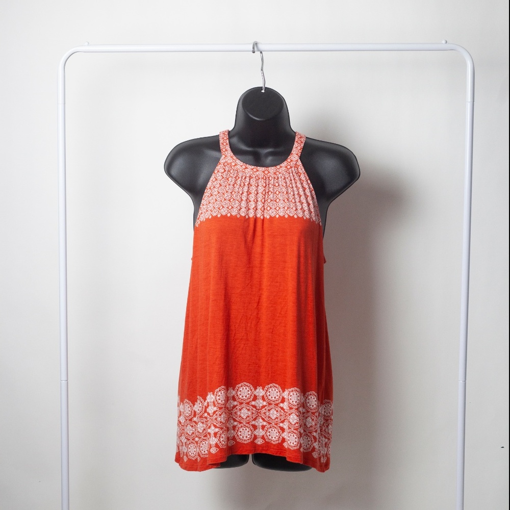 LOFT Orange and White High Neck Tank Medium